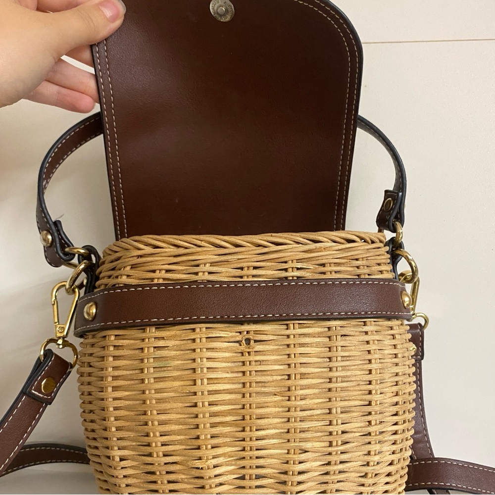 Tommy Bahama Chocolate Wicker Rattan Crossbody Bag Basket Purse Nautical - Picture 8 of 9